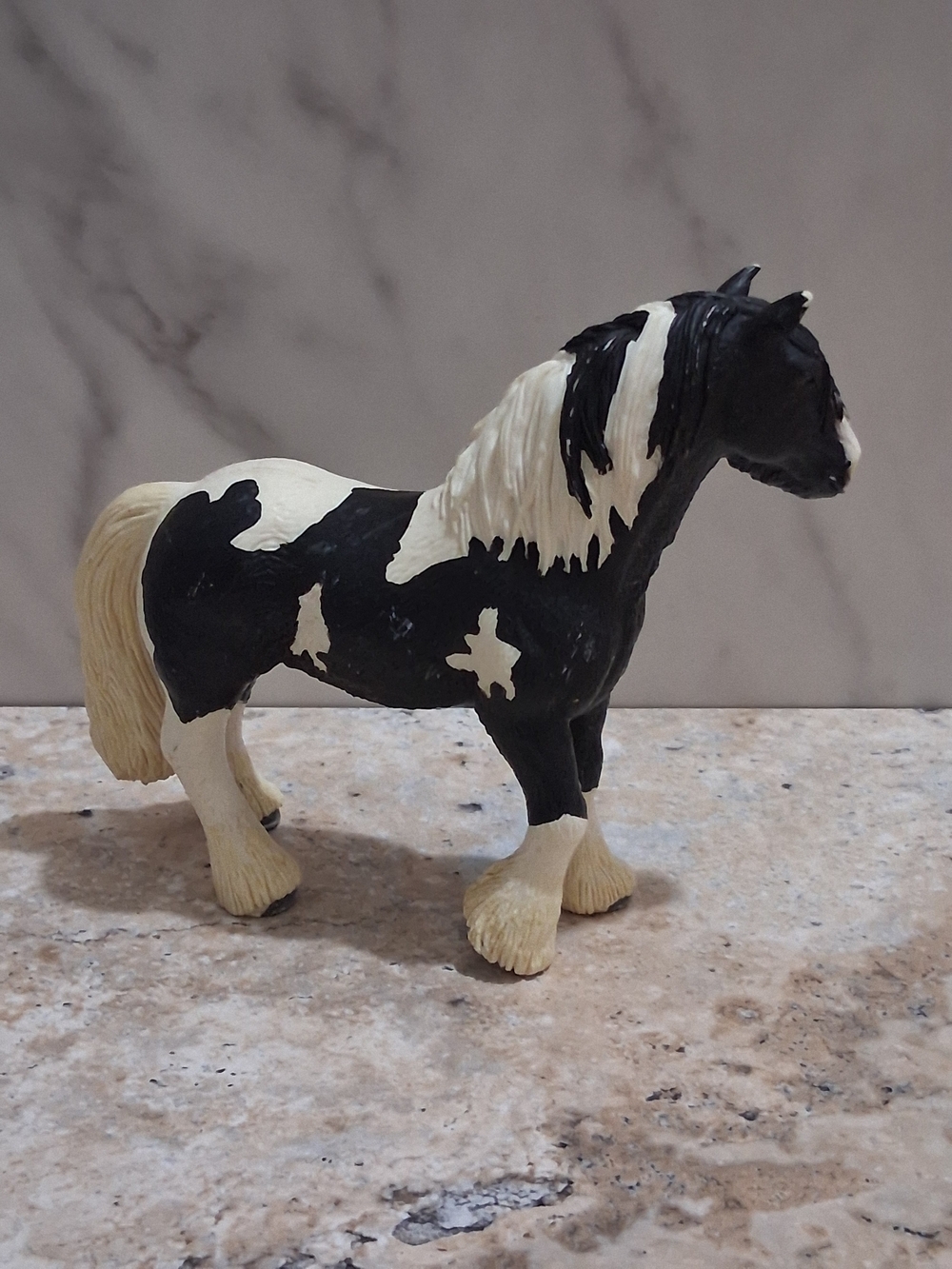 Black and Cream Equestrian Sculpture - Decorative Horse Figurine